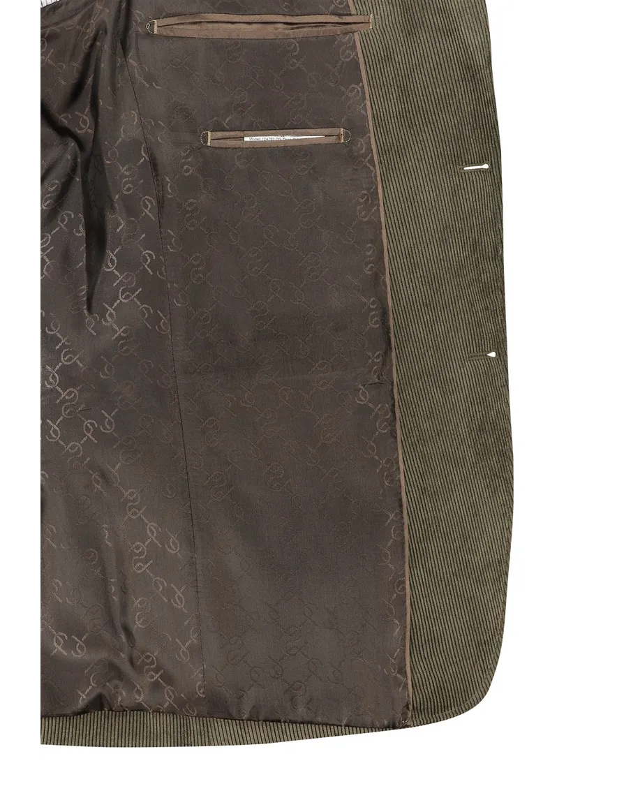 Carl Gross colbert groen modern fit corduroy borstzak