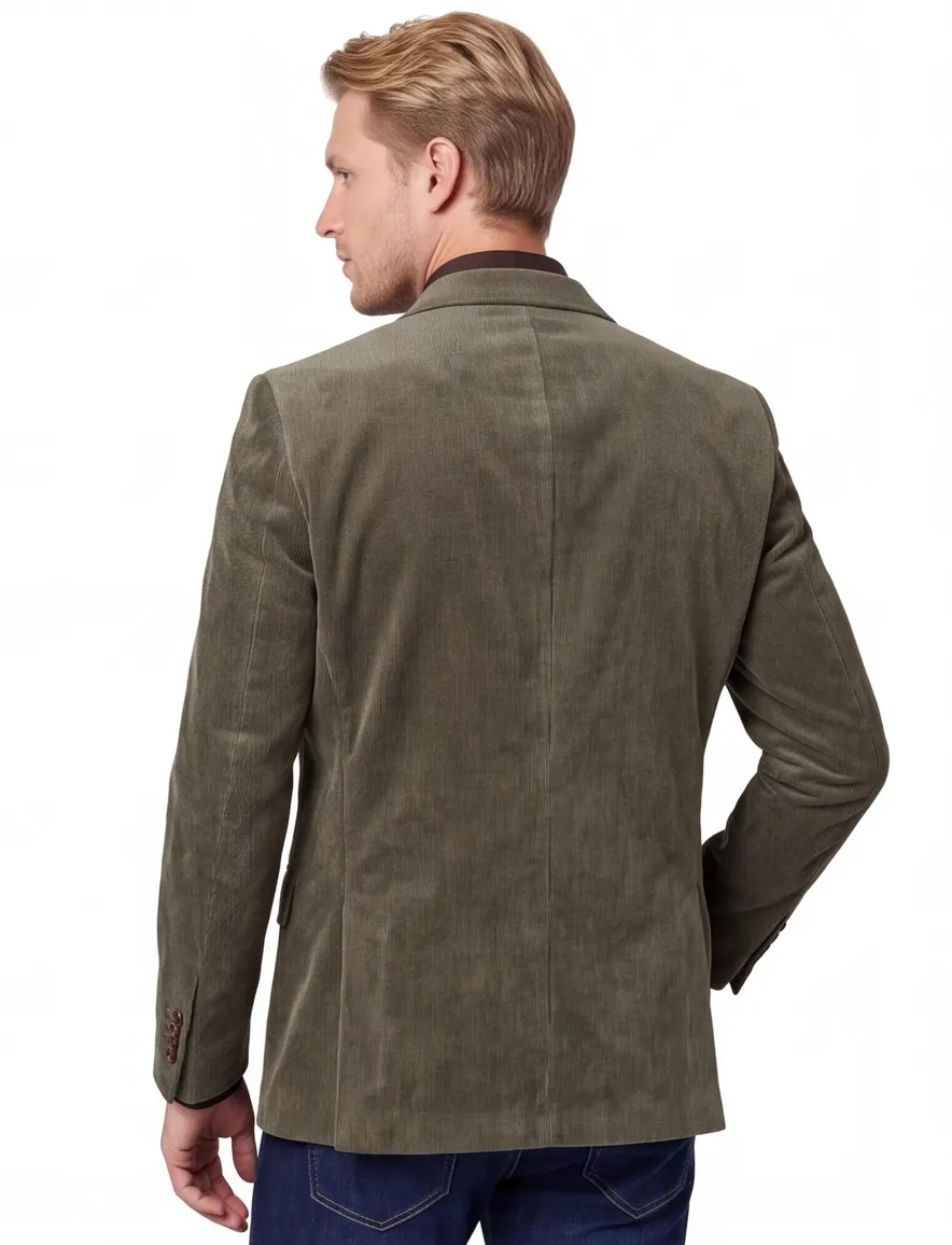 Carl Gross colbert groen modern fit corduroy borstzak