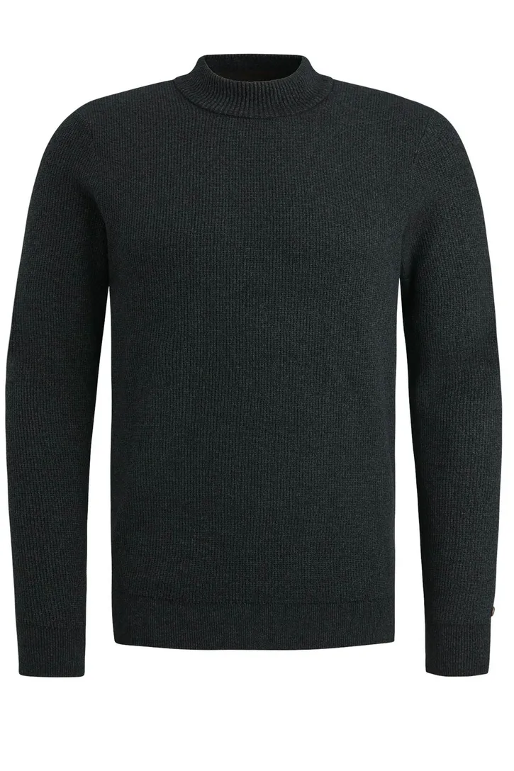trui turtleneck Cast Iron effen zwart normale fit
