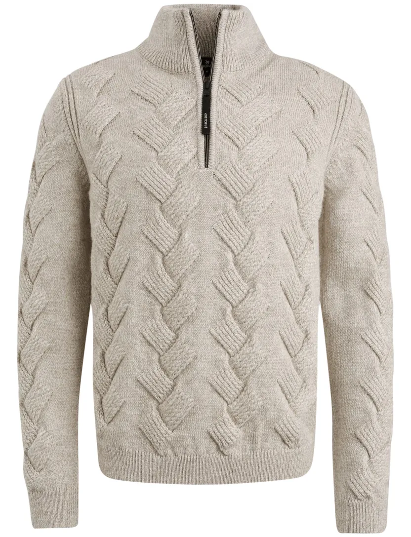 Vanguard half zip trui grijs acryl & wol grof gebreid
