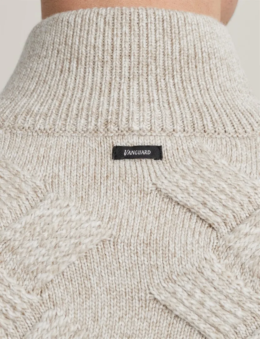 Vanguard half zip trui grijs acryl & wol grof gebreid