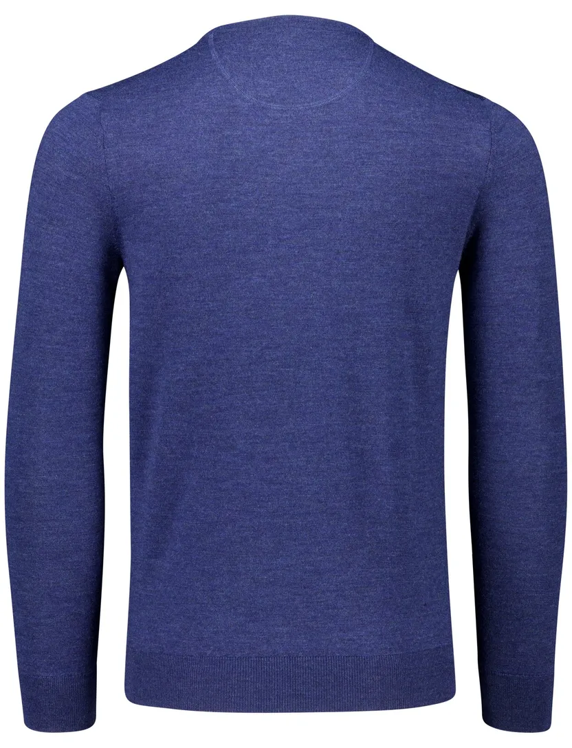 Portofino trui gemeleerd blauw merinowol normale fit