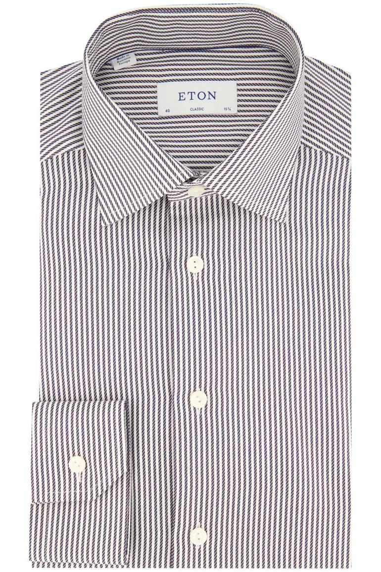 Eton Business overhemd zwart wit gestreept Classic Fit