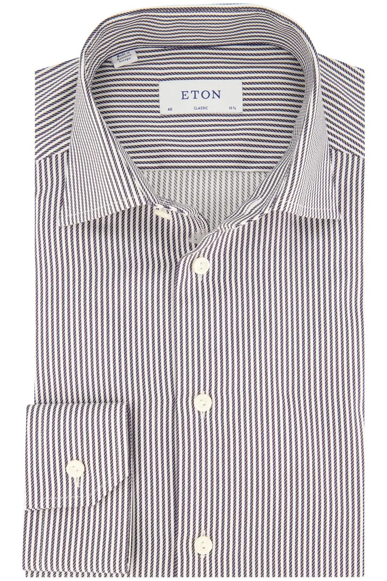 Eton Business overhemd zwart wit gestreept Classic Fit