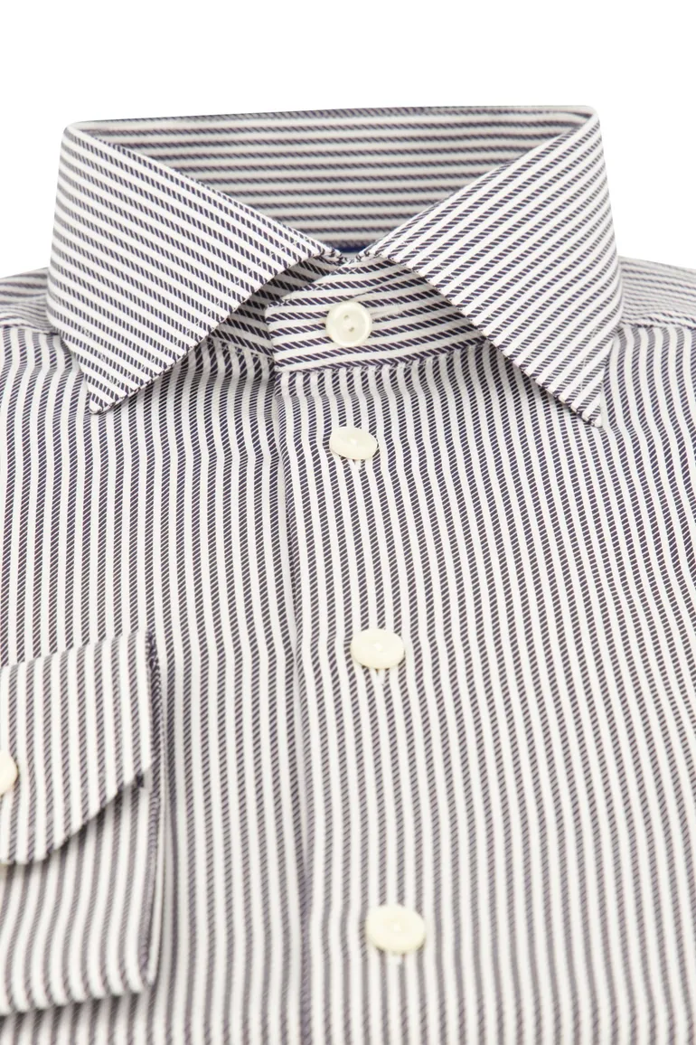 Eton Business overhemd zwart wit gestreept Classic Fit
