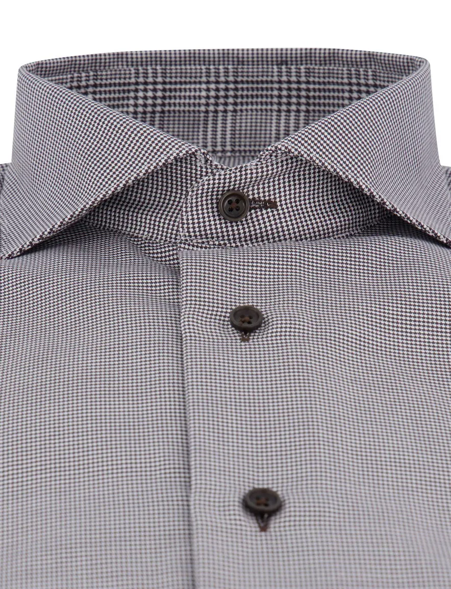 Cavallaro business overhemd Terenzio slim fit bruin geruit
