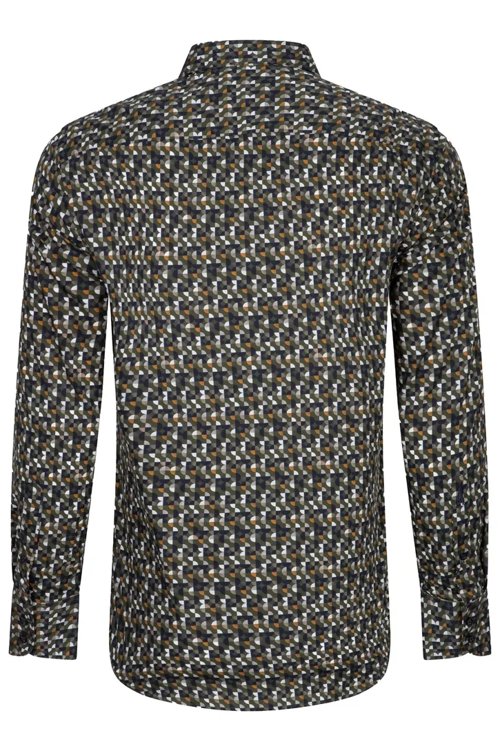 Cavallaro overhemd groen geprint slim fit