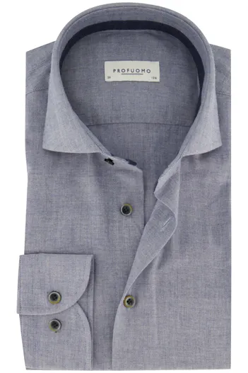 Profuomo Profuomo flanel overhemd slim fit blauw gemêleerd