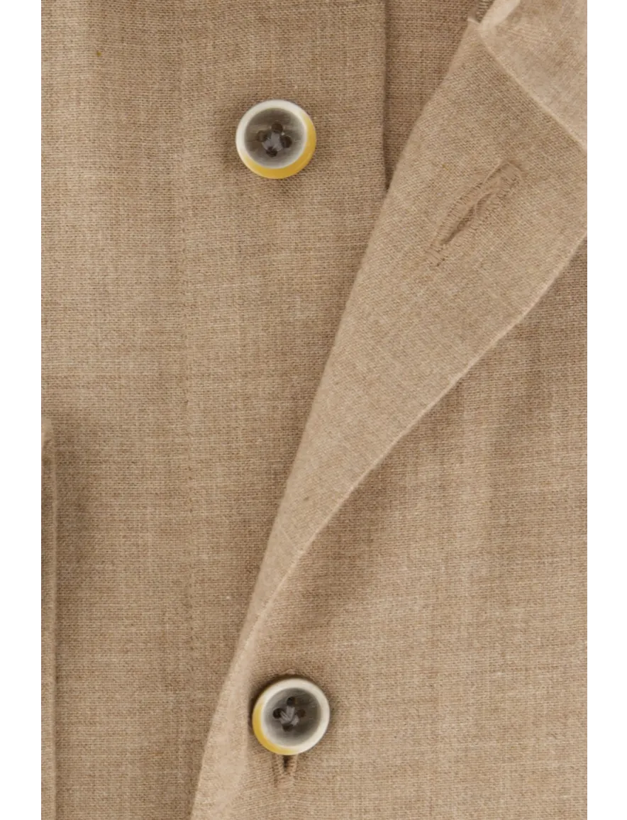 Profuomo flanel overhemd slim fit beige gemêleerd