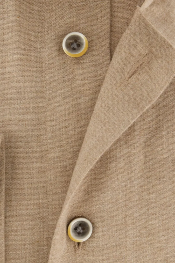 Profuomo overhemd beige gemêleerd flanel slim fit