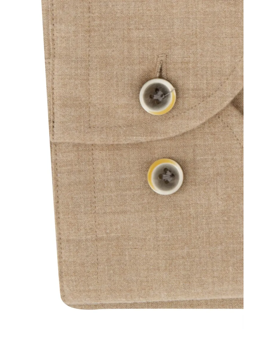 Profuomo flanel overhemd slim fit beige gemêleerd