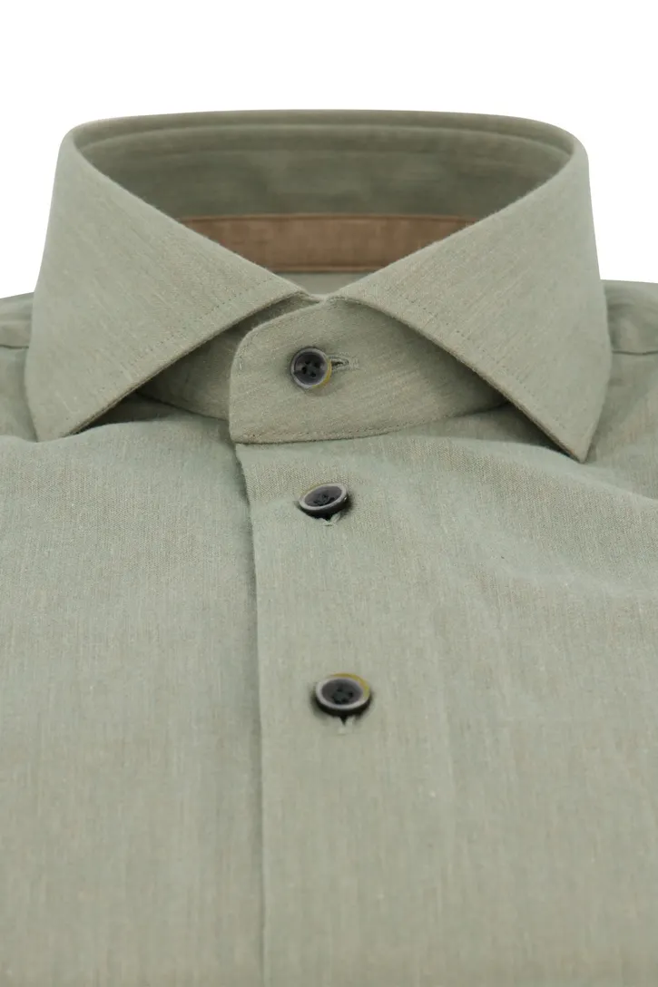 katoenen Profuomo overhemd groen effen slim fit