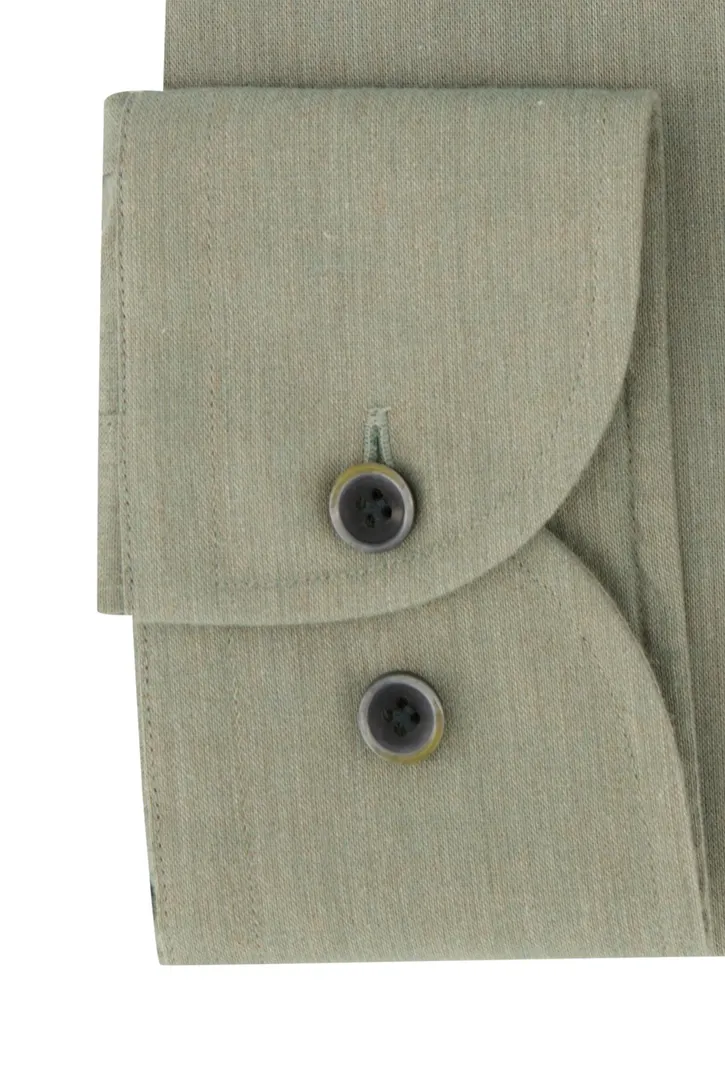 katoenen Profuomo overhemd groen effen slim fit