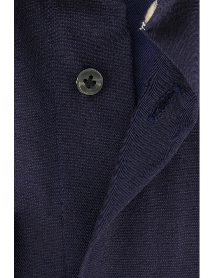Profuomo overhemd donkerblauw effen slim fit strijkvrij