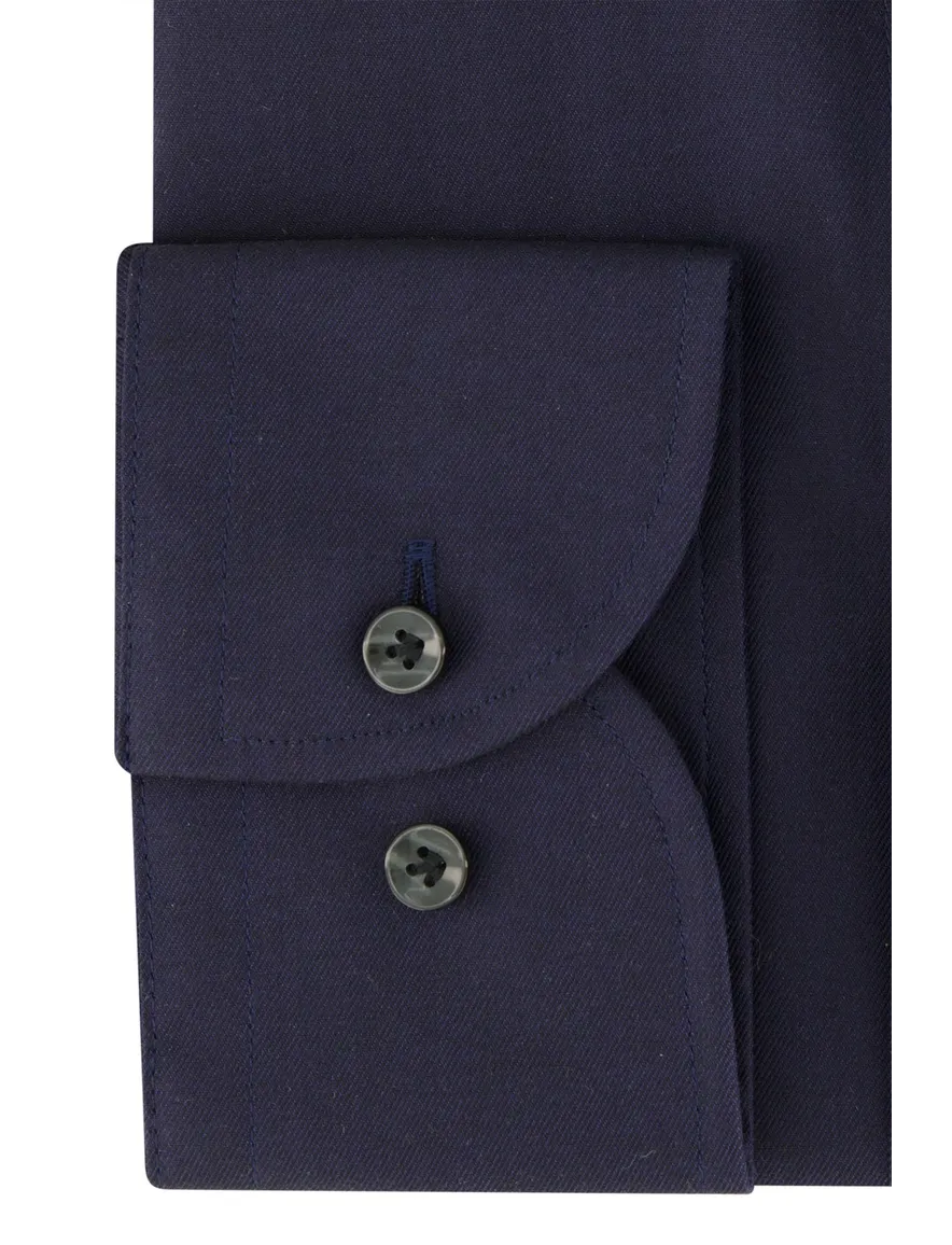 Profuomo overhemd donkerblauw effen slim fit strijkvrij