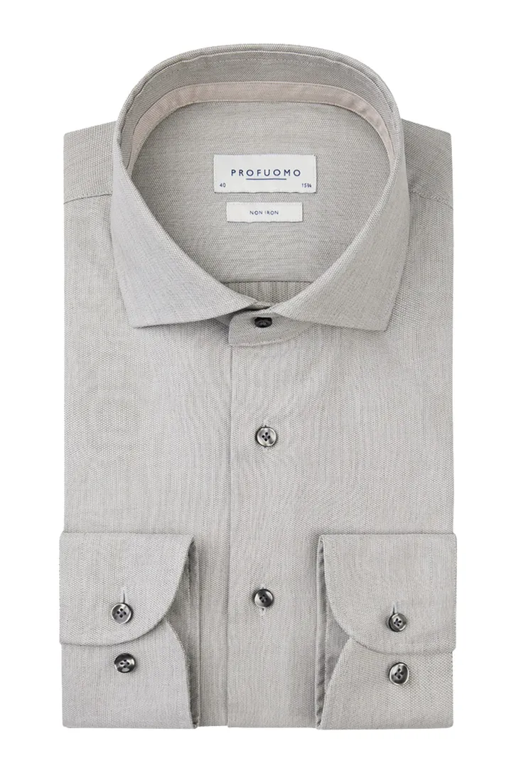 katoenen Profuomo overhemd mouwlengte 7 groen slim fit