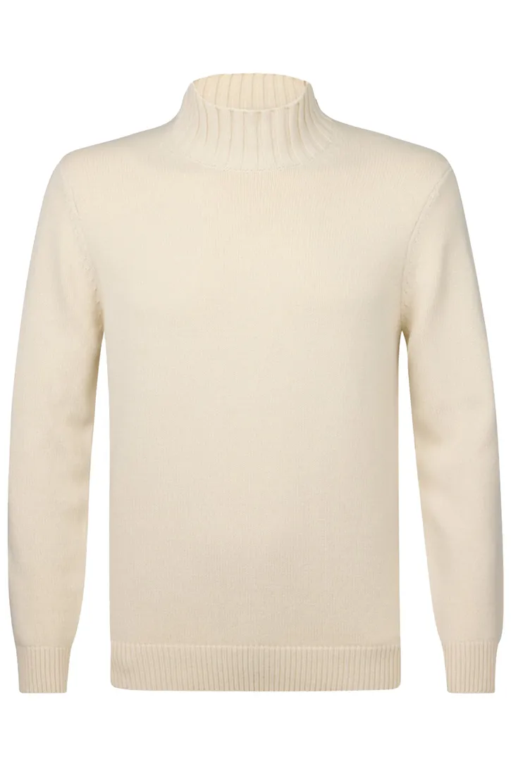 wollen Profuomo trui beige effen normale fit