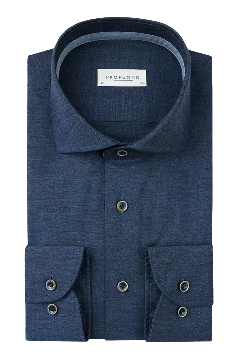 Profuomo overhemd slim fit blauw gemêleerd