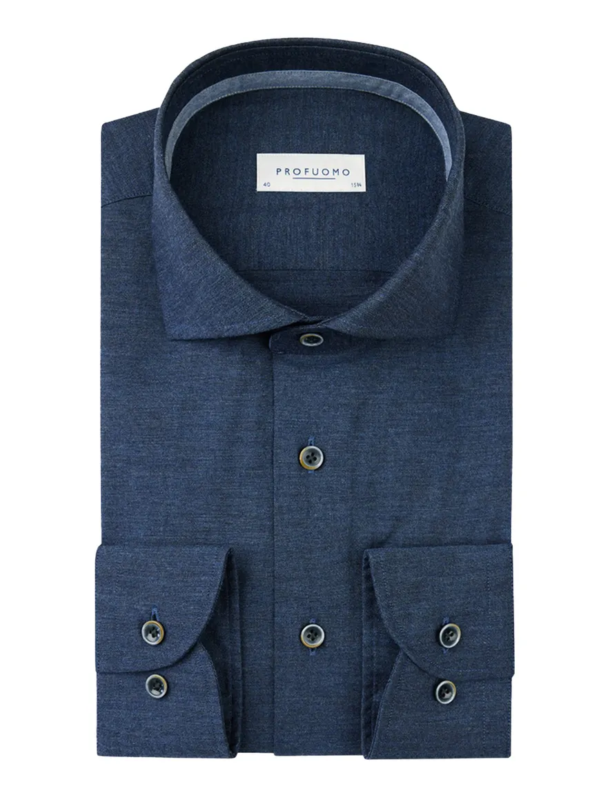Profuomo overhemd slim fit blauw gemêleerd