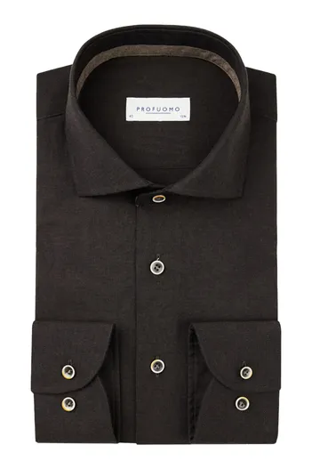 Profuomo Profuomo overhemd slim fit effen bruin katoen