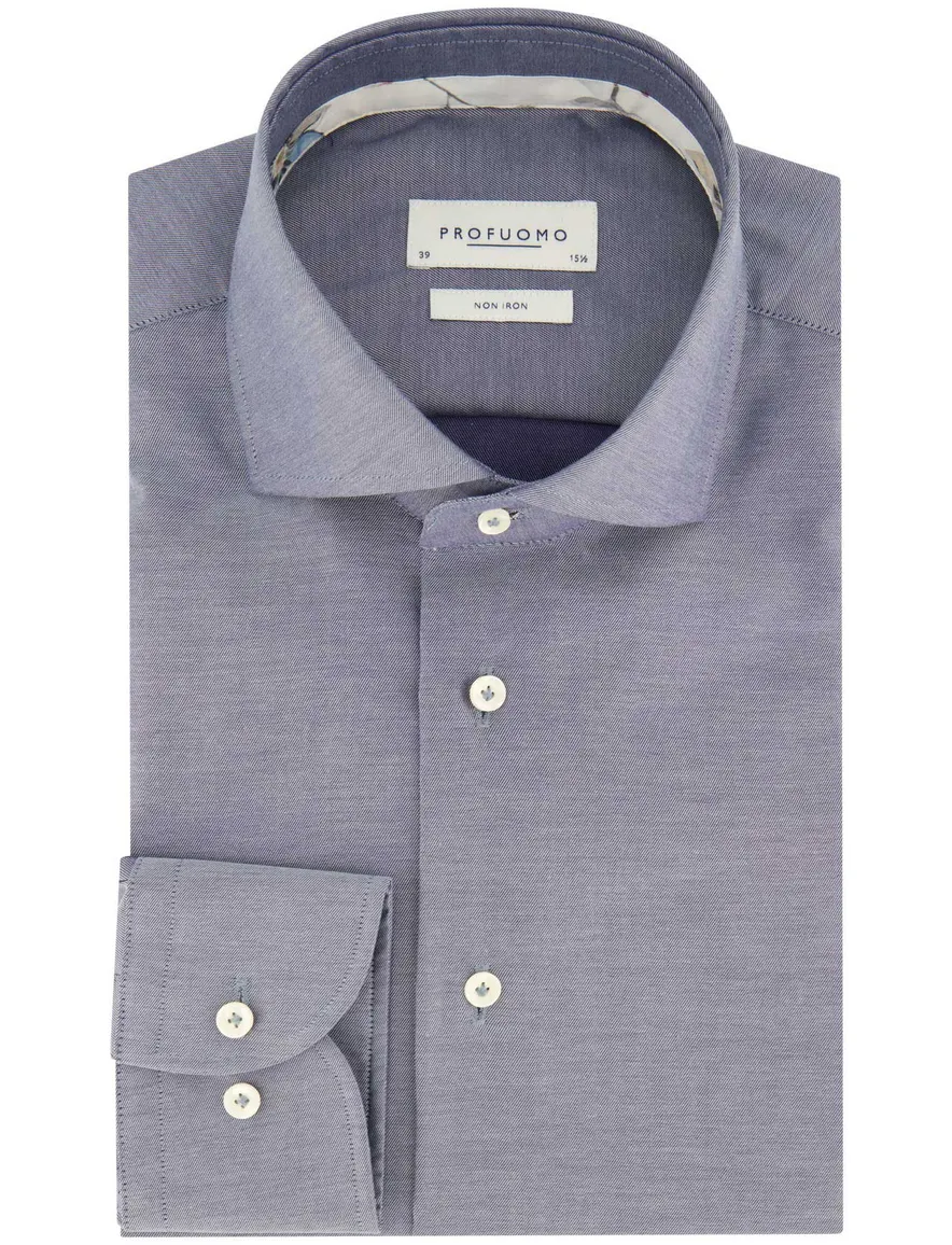 Profuomo overhemd blauw gemêleerd