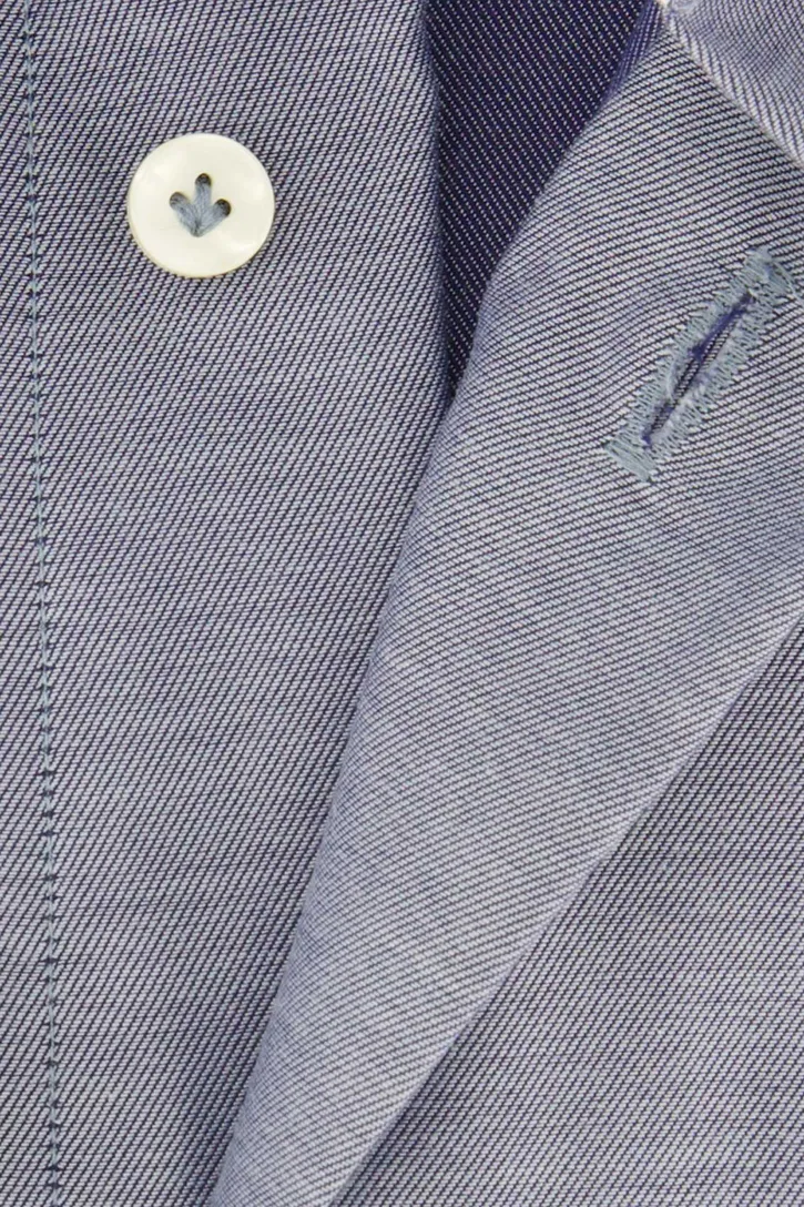 Profuomo overhemd blauw gemêleerd normale fit