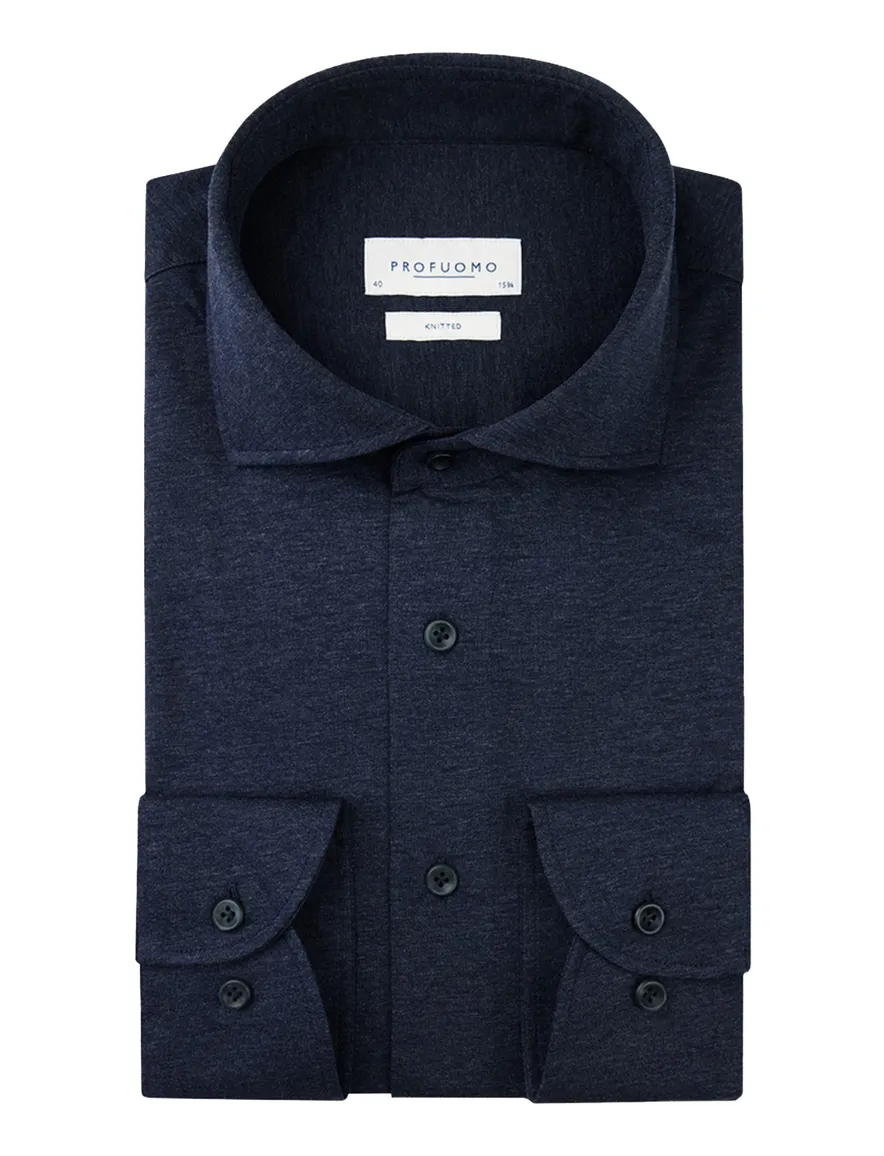 Profuomo overhemd slim fit donkerblauw gemêleerd