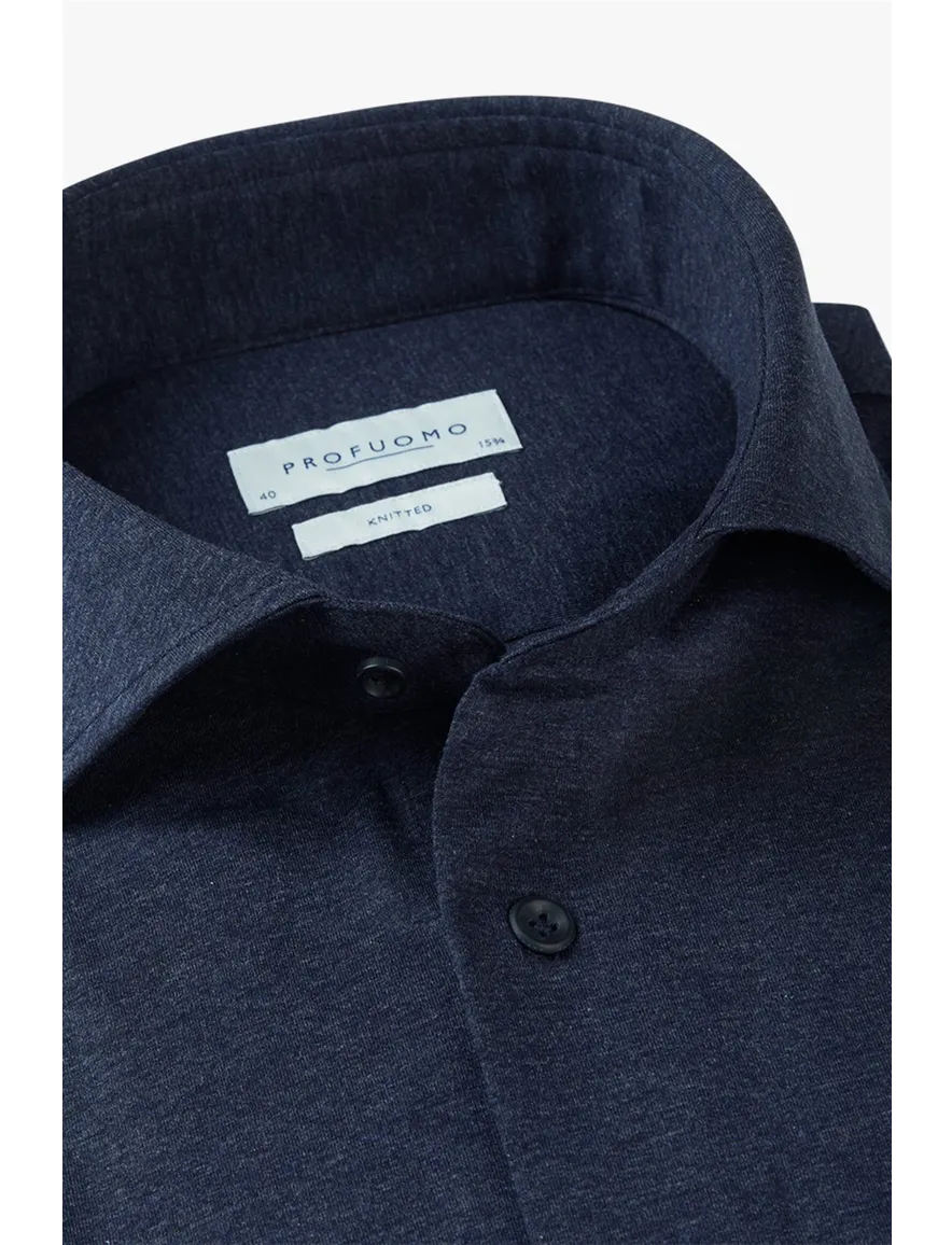 Profuomo overhemd slim fit donkerblauw gemêleerd