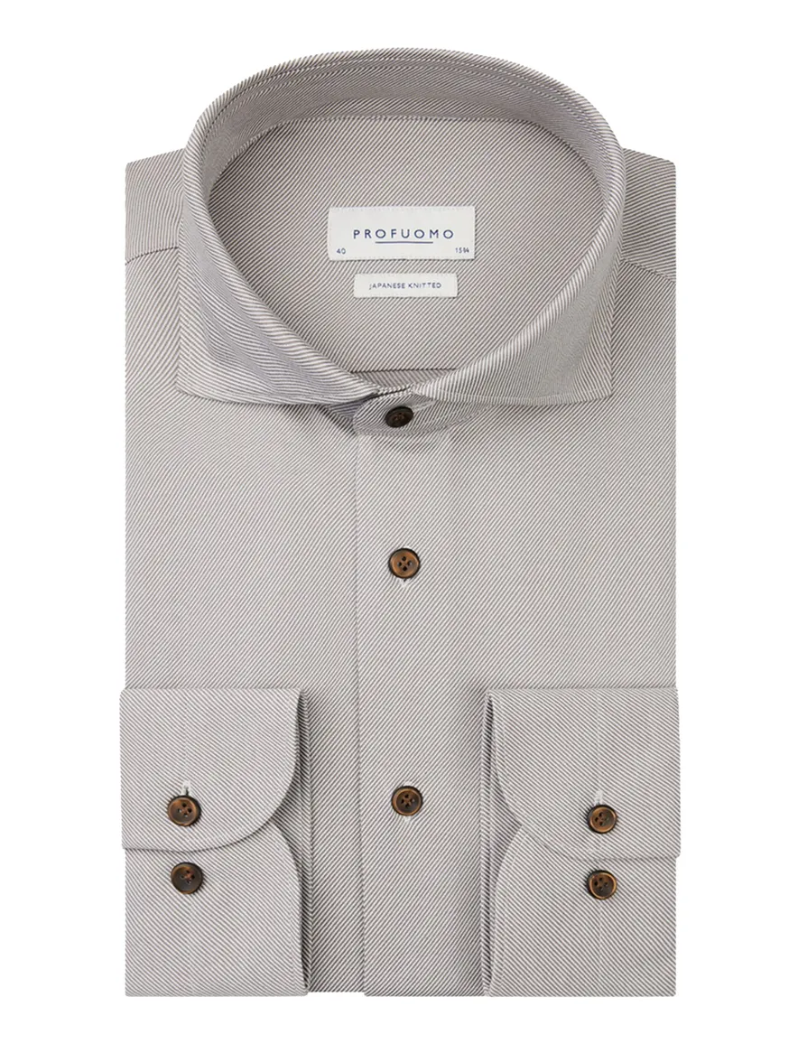 Profuomo overhemd slim fit effen grijs katoen