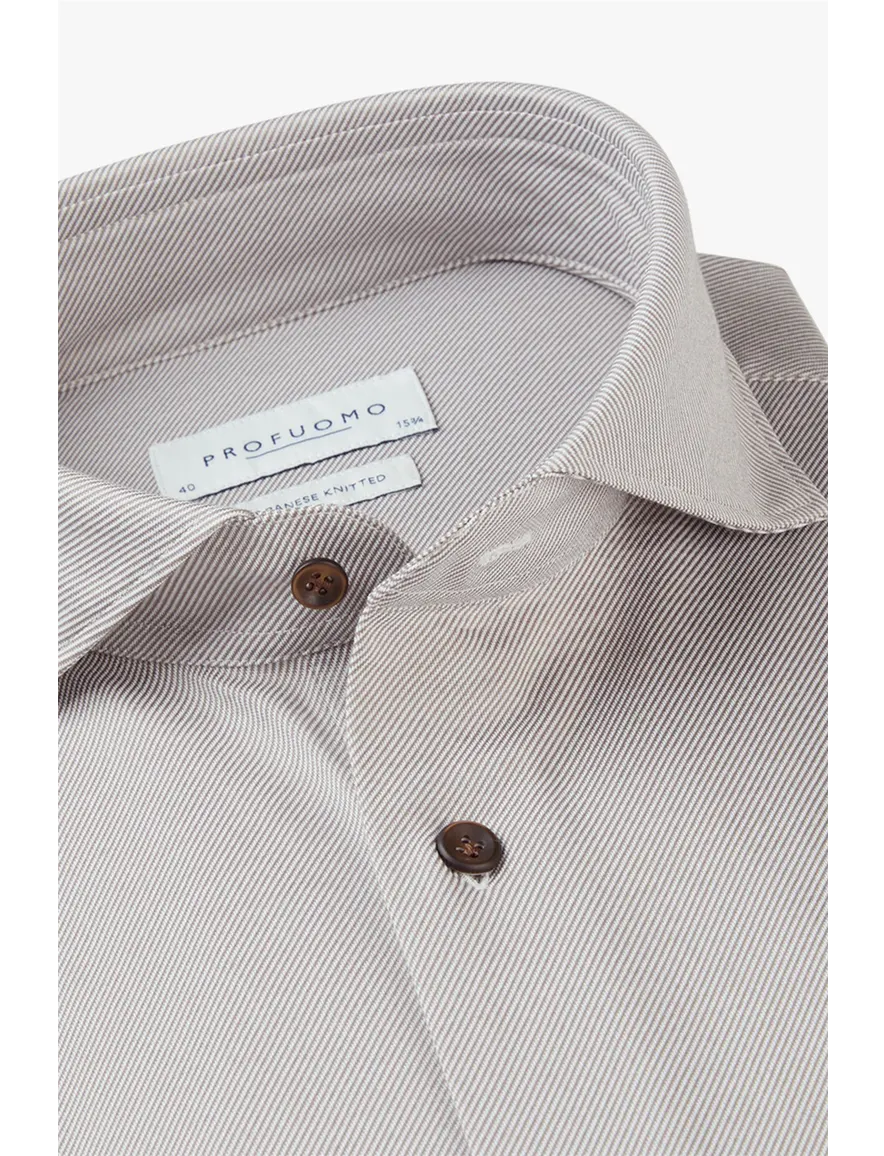 Profuomo overhemd slim fit effen grijs katoen