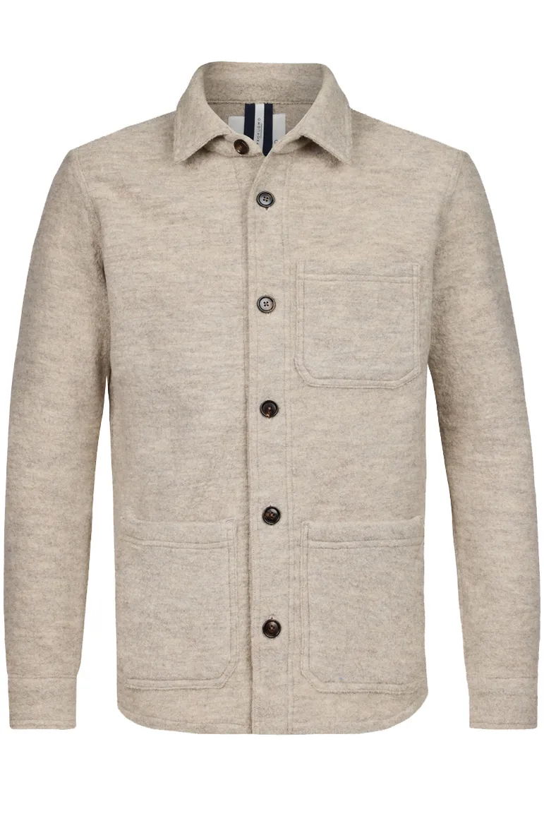 Profuomo wollen overshirt beige