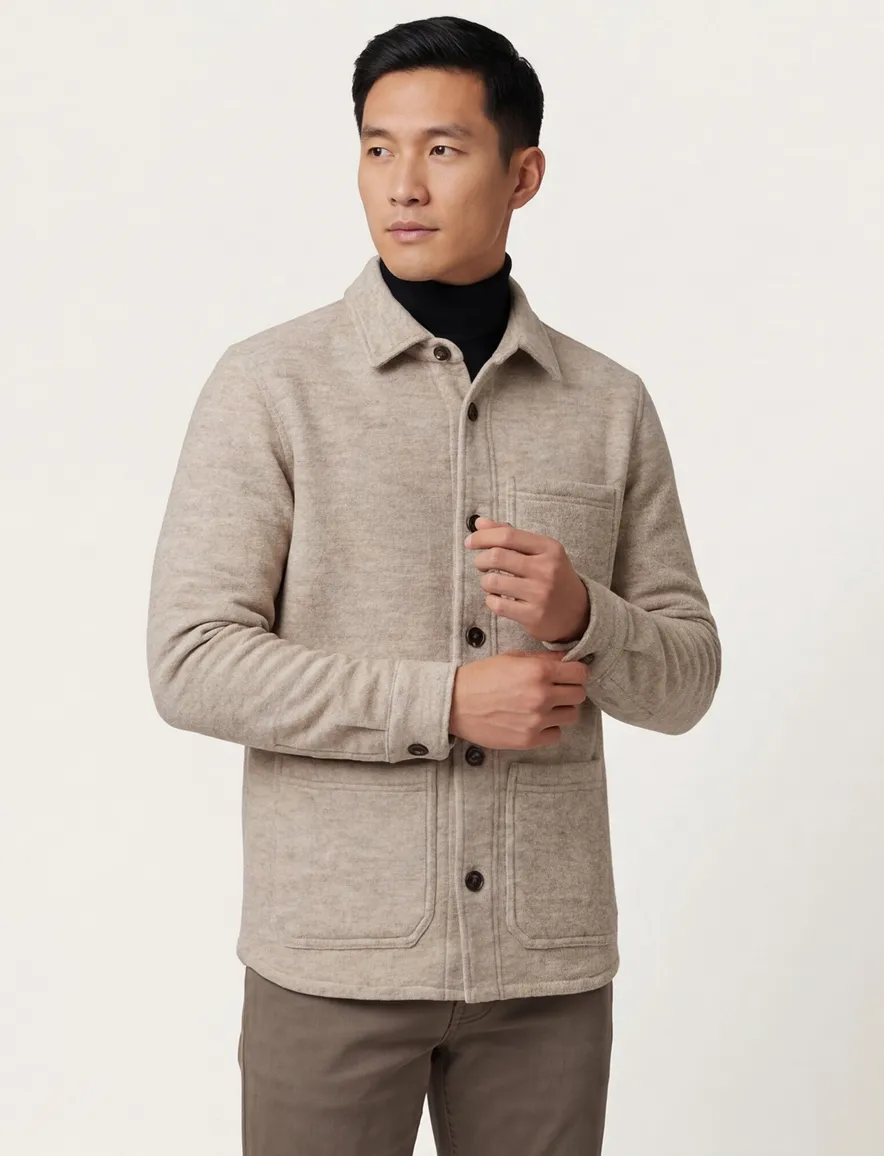 Profuomo wollen overshirt beige