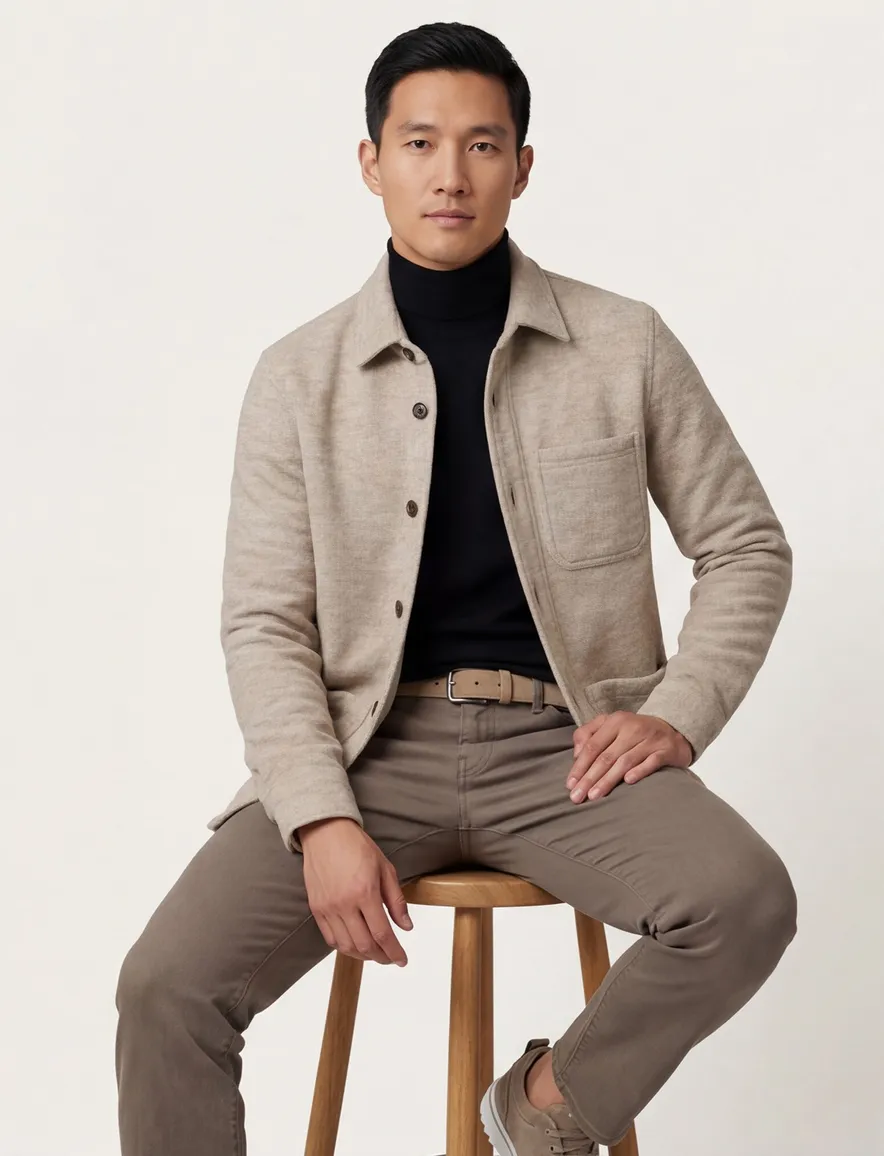 Profuomo wollen overshirt beige