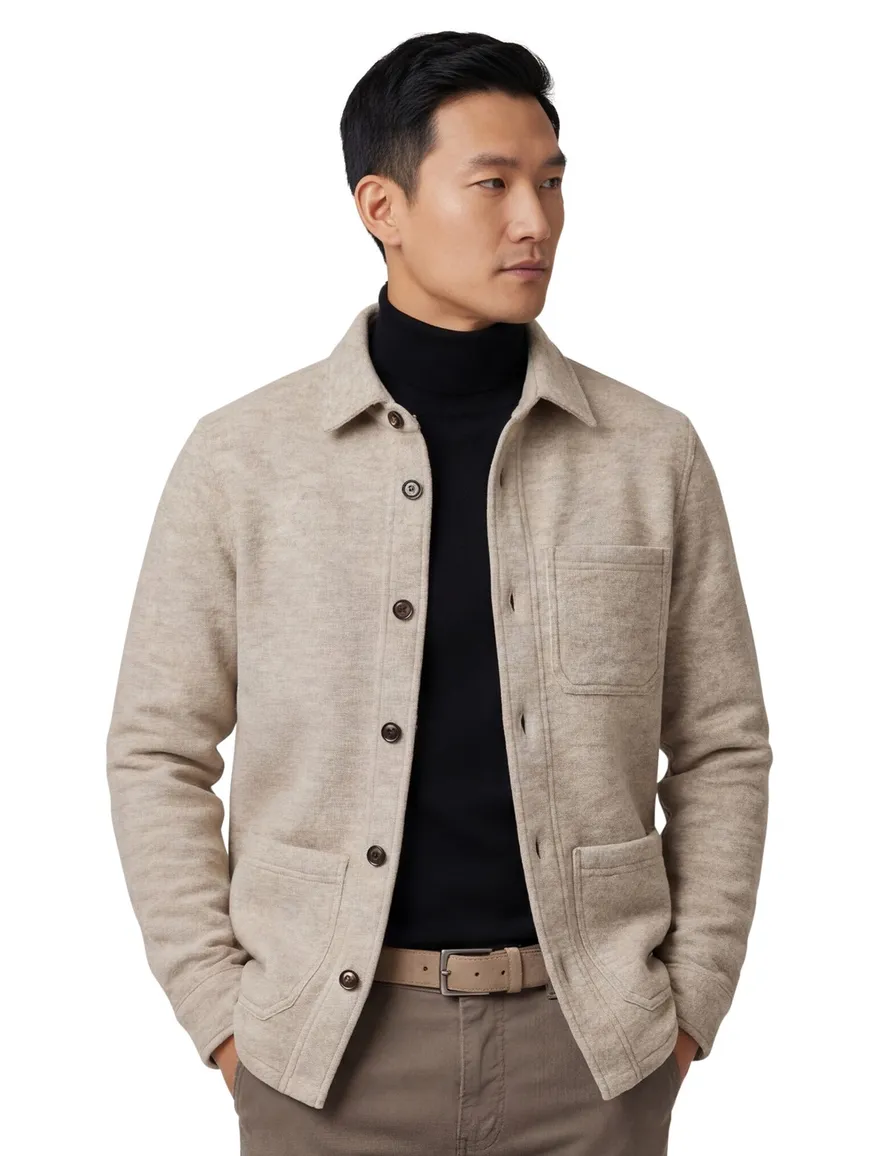 Profuomo wollen overshirt beige