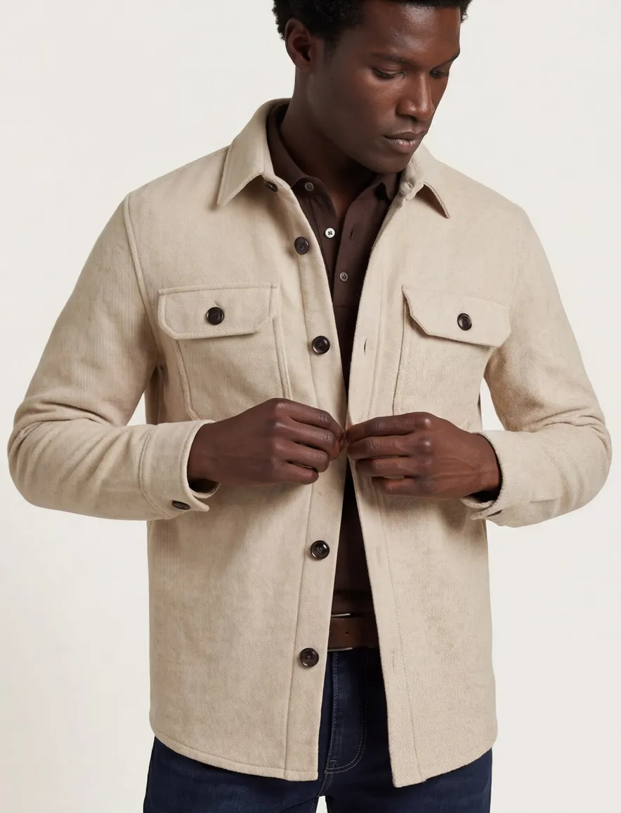 Beige overshirt Profuomo wol