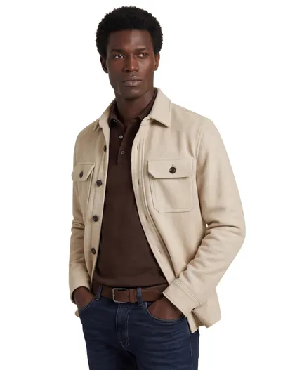 Profuomo Beige overshirt Profuomo wol