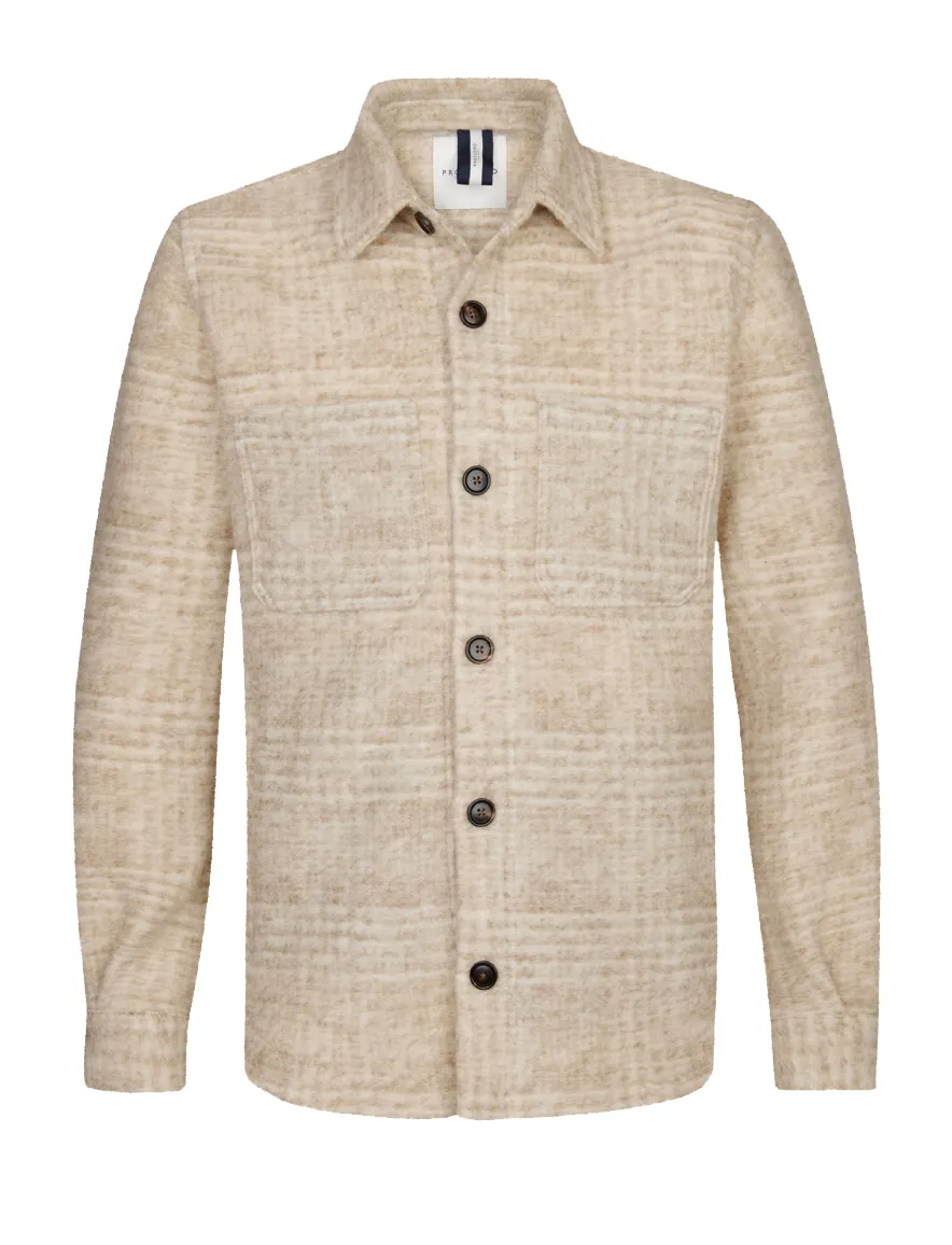 Profuomo overshirt geruit sand wol