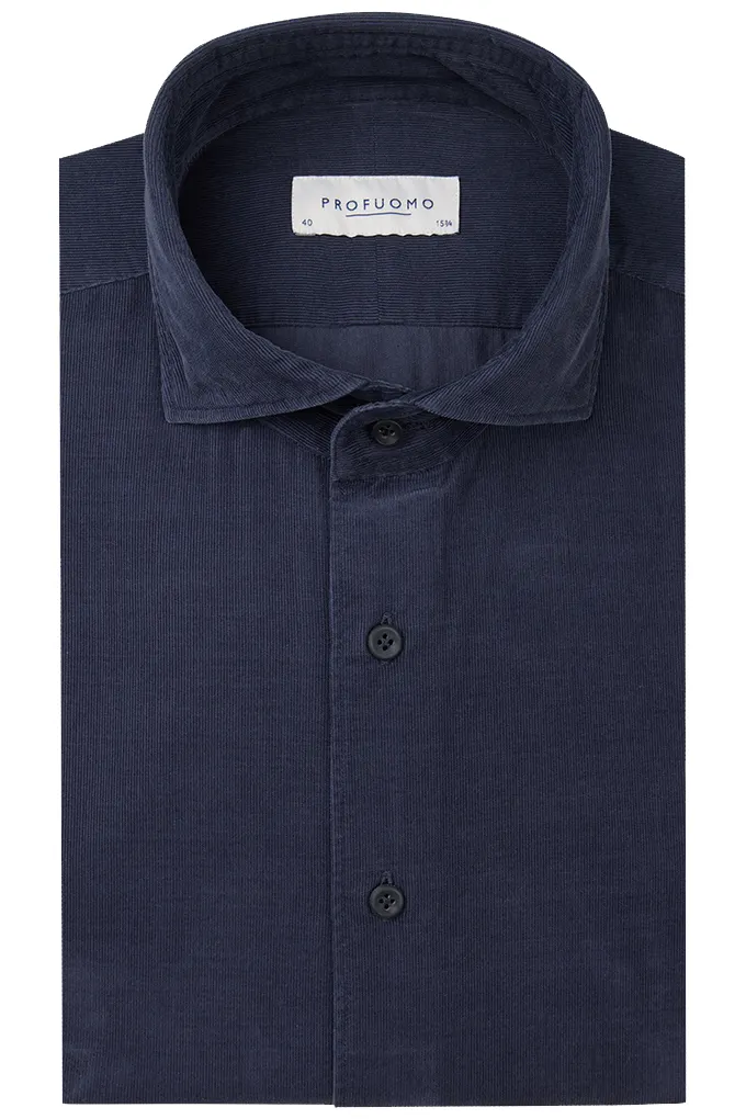 overhemd Profuomo slim fit navy corduroy
