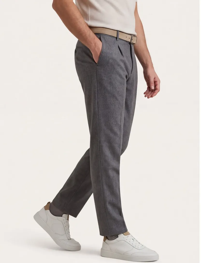 Profuomo chino antraciet relaxed fit flanel