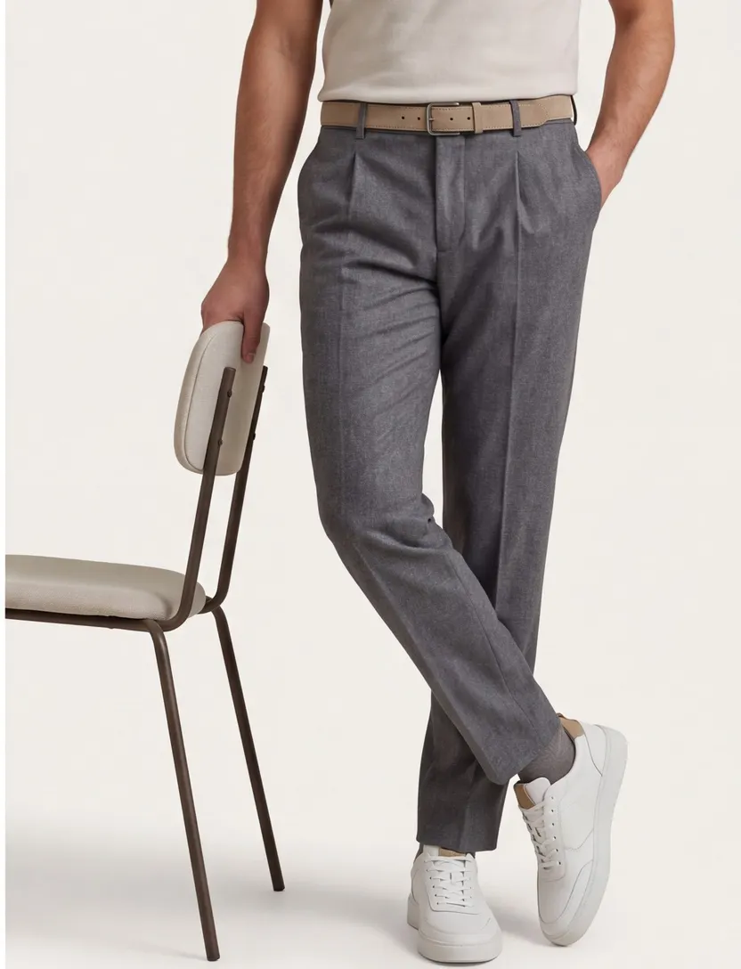 Profuomo chino antraciet relaxed fit flanel