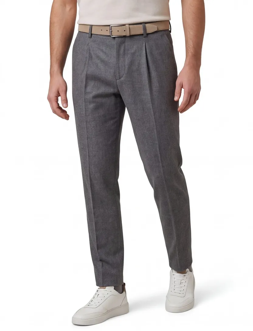 Profuomo chino antraciet relaxed fit flanel
