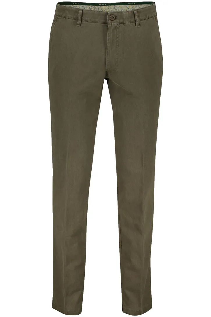 M.E.N.S. katoenen chino bruin effen normale fit