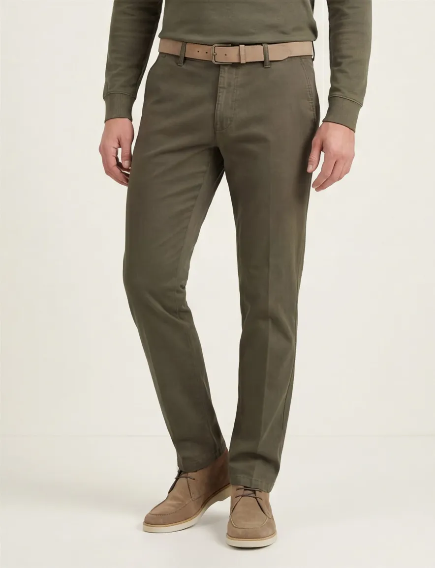 M.E.N.S. katoenen broek Madison bruin effen