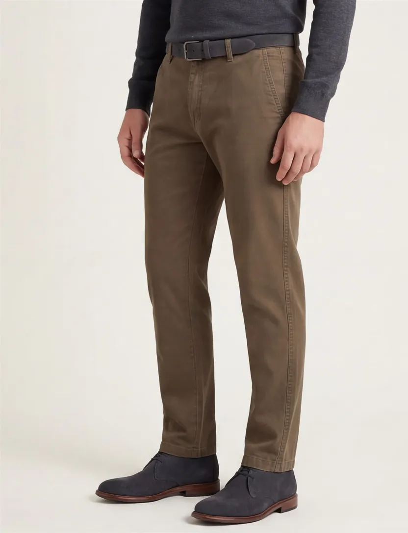M.E.N.S. pantalon effen bruin modern fit