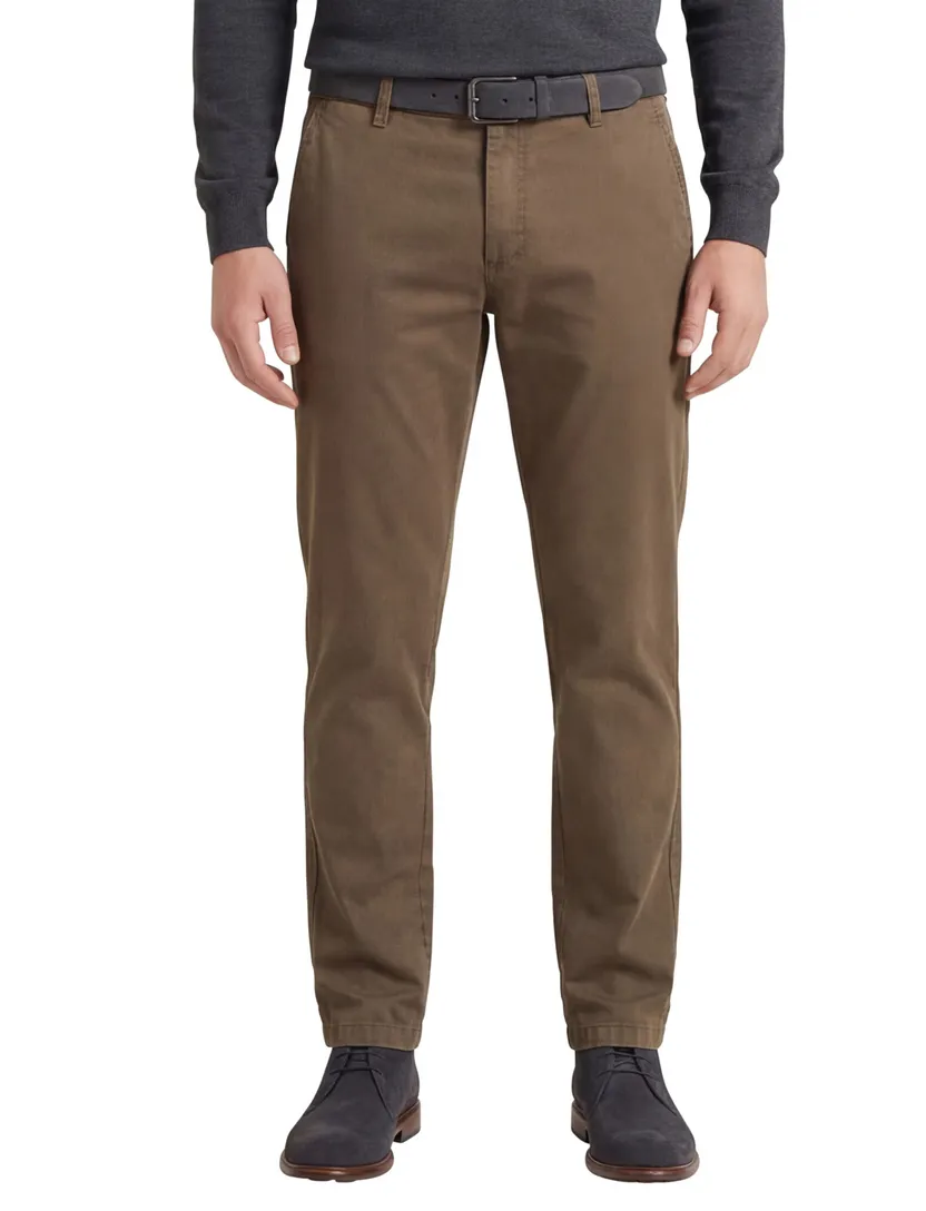 M.E.N.S. pantalon effen bruin modern fit