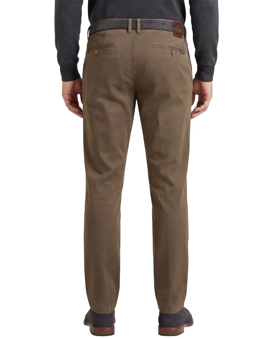 M.E.N.S. pantalon effen bruin modern fit