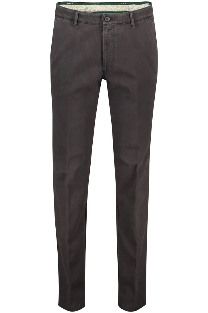 M.E.N.S. Madison katoenen broek bruin effen normale fit