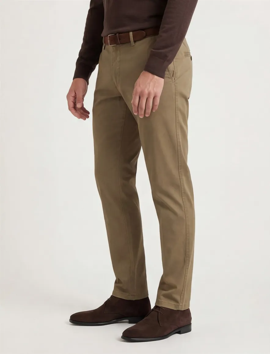 M.E.N.S. pantalon beige Madison normale fit katoen