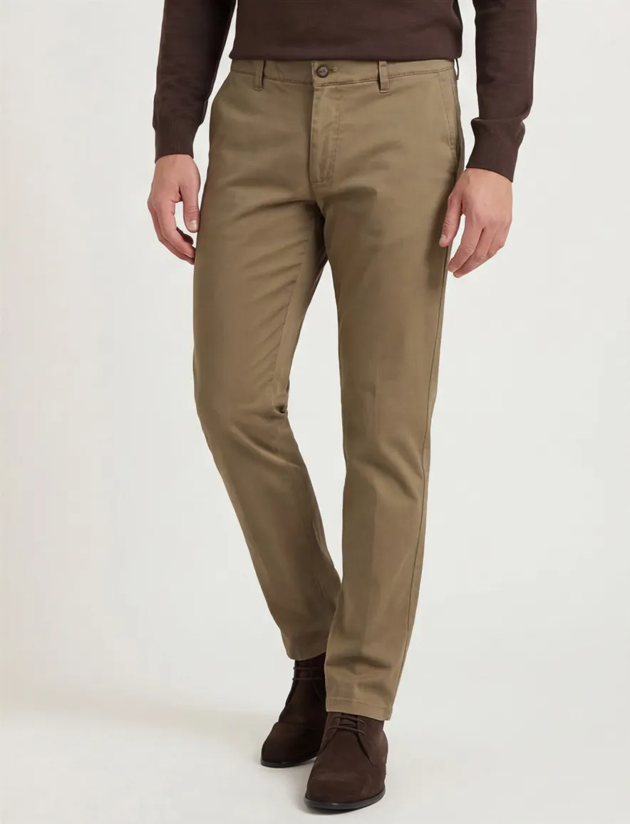 M.E.N.S. pantalon beige Madison normale fit katoen