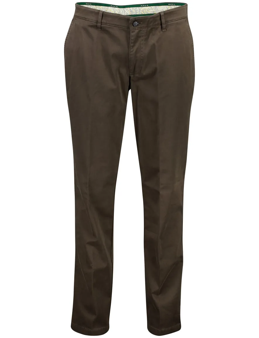 M.E.N.S. pantalon effen bruin katoen normale fit